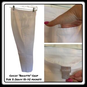 Chicos Brigitte solid white “so slimming” crop (23”) length sz 2 (12-14) Pockets